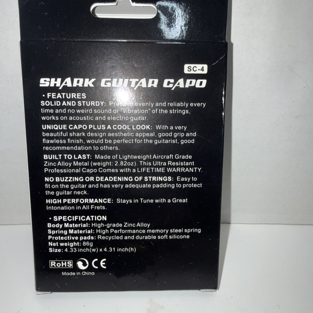 Guitar Capo Shark Capo for Acoustic and Electric Guitar Zinc Alloy Silicone Pads - Picture 4 of 4